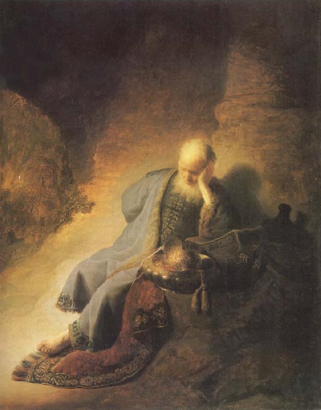 REMBRANDT Harmenszoon van Rijn The Prophet Jeremiab Mourning over the Destruction of Jerusalem oil painting image